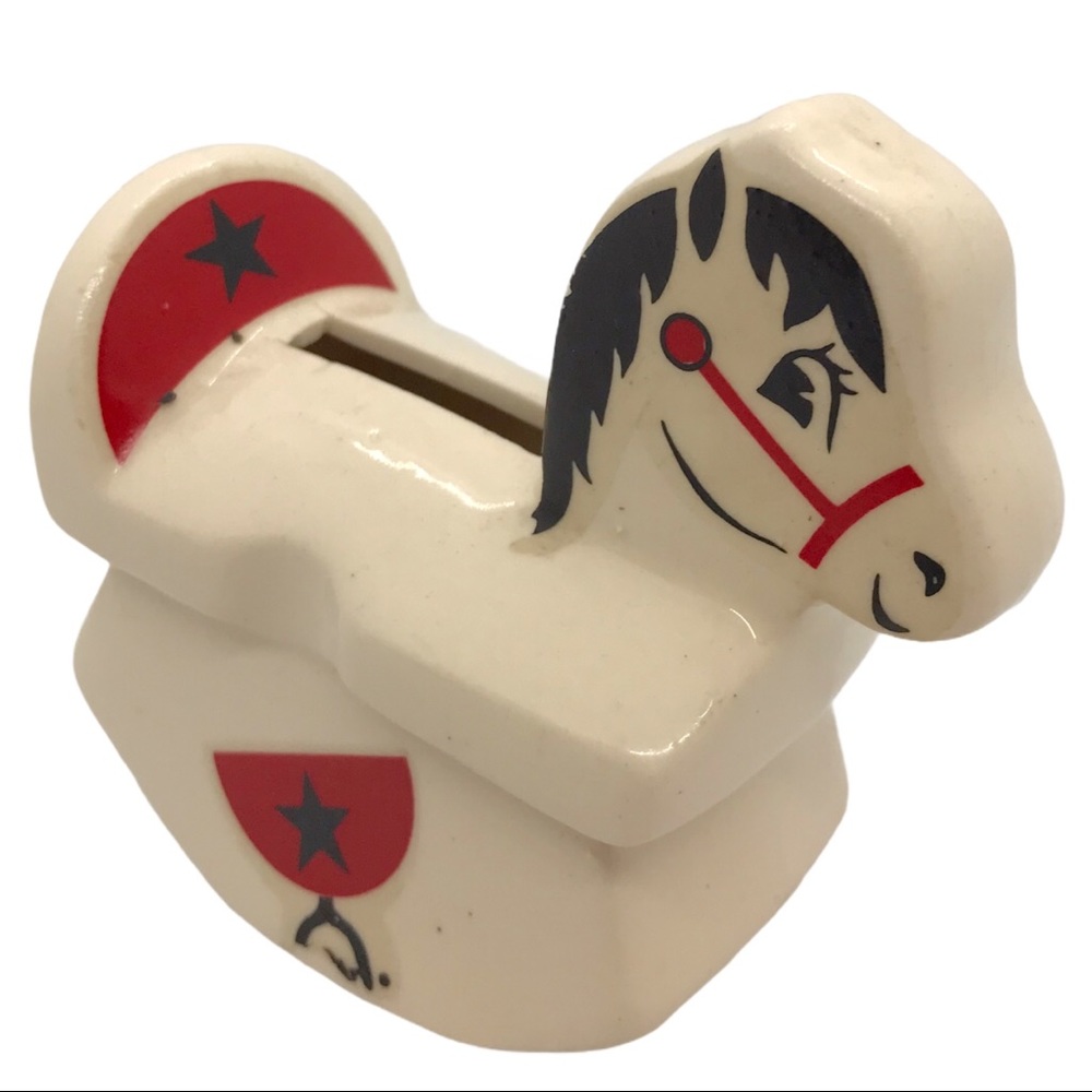 Vintage Cream and Red Horse mini Bank